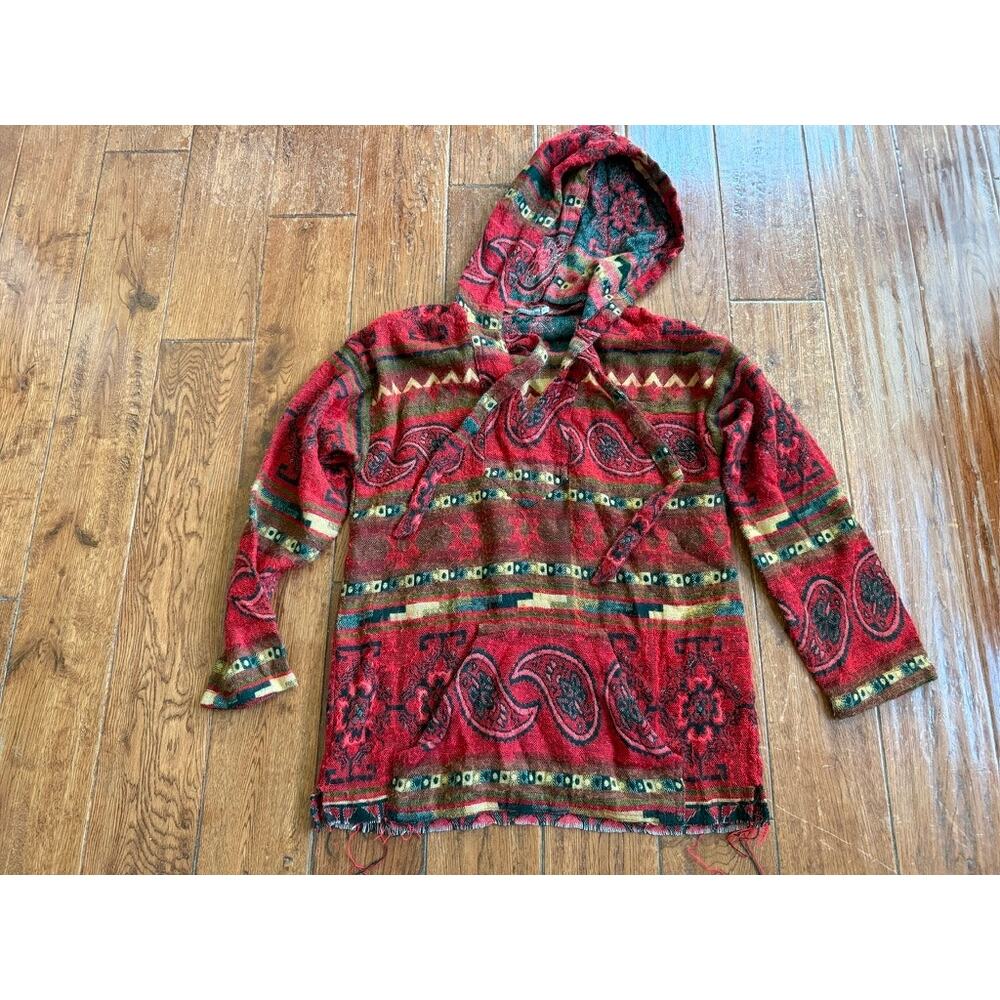 Earthbound Trading Co. Paisley Patterned Cutoff Hooded Sweatshirt Pullover